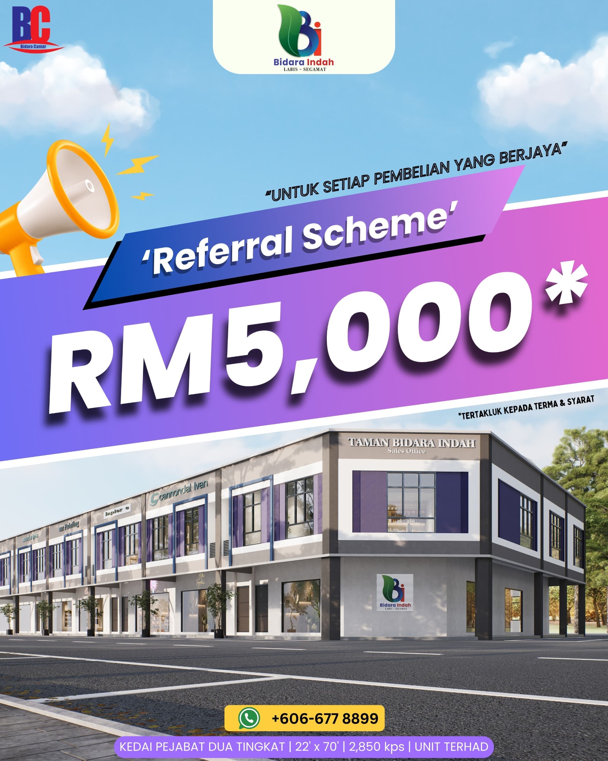 Bidara Indah Referral Scheme - RM5,000 reward for commercial shop lots