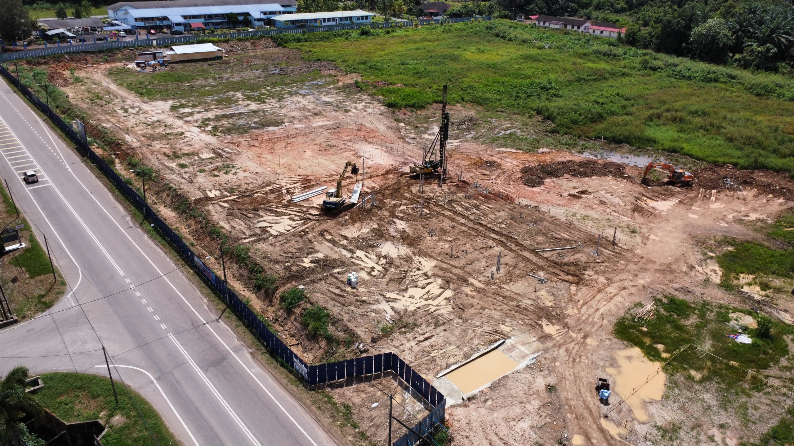 Another aerial view showing construction progress
